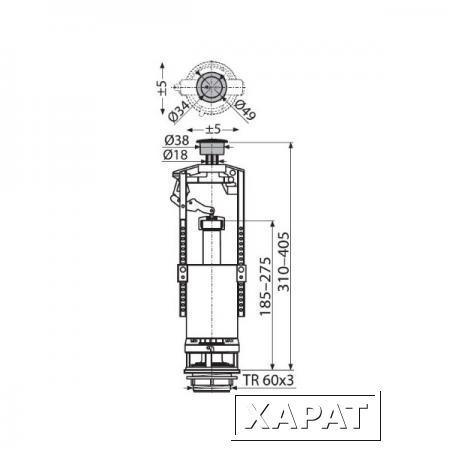 Фото Сливной механизм для бачка AlcaPlast A2000 CHROM со стоп-кнопкой