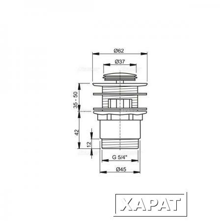 Фото Донный клапан для раковины Alcaplast A39 click/clack с малой заглушкой