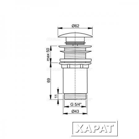 Фото Донный клапан для раковины Alcaplast A395 click/clack с большой заглушкой