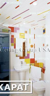 Фото Комплект реечного потолка для ванной комнаты (1,8м*1,8м) белый глянец с промежутком зеркало хром