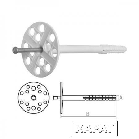 Фото Дюбель для теплоизоляции 10х200 мм с металлич. гвоздем (500 шт в коробе) STARFIX