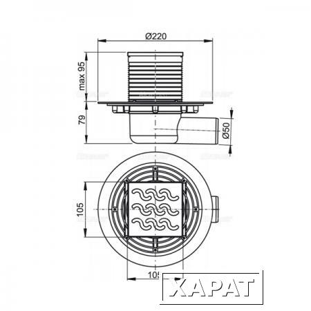 Фото Сливной трап AlcaPlast APV102 105x105/50 с гидрозатвором