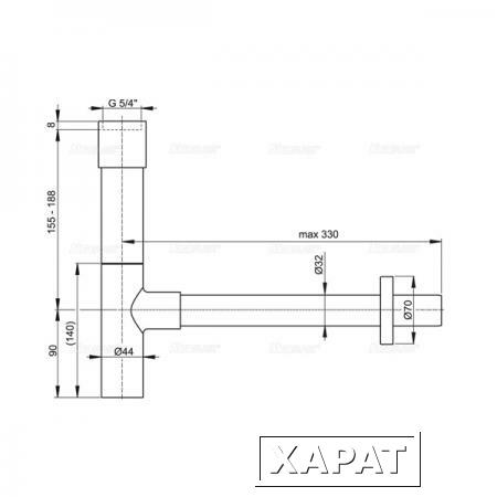 Фото Сифон для раковины AlcaPlast DESIGN A402 трубный