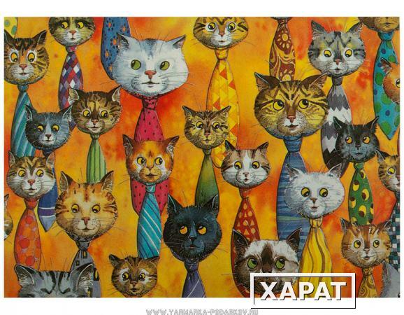 Фото Открытка кошки в галстуках 15х10,5 см,