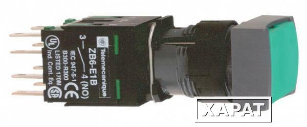 Фото Кнопка 16мм 12-24в зеленая с возвратом с подсветкой Schneider Electric XB6DW3B5B