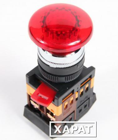 Фото Кнопочный выключатель в сборе IEK 1 управляющий элемент красный с подсветкой,