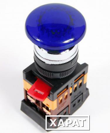 Фото Кнопочный выключатель в сборе IEK 1 управляющий элемент синий с подсветкой,