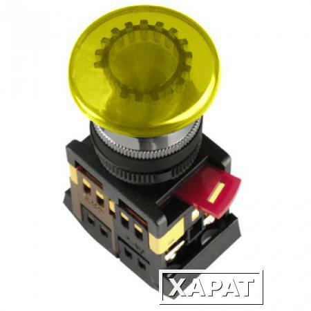 Фото Кнопочный выключатель в сборе IEK 1 управляющий элемент желтый с подсветкой,