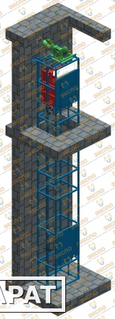 Фото Малогрузовой подъемник в металлической шахте