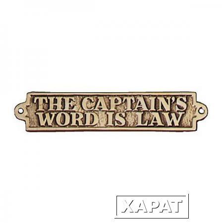 Фото Maritim Табличка латунная 52609 145 x 60 мм с надписью "THE CAPTAIN'S WORD IS LAW"