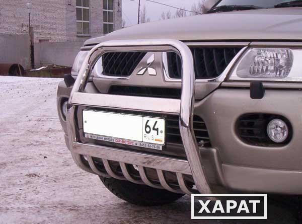 Фото Slitkoff Кенгурятник d57 высокий с защитой картера Mitsubishi Pajero Sport