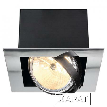 Фото AIXLIGHT® FLAT, SINGLE QRB111 светильник встраиваемый для лампы QRB111 50Вт макс., хром/ черный | 154622 SLV