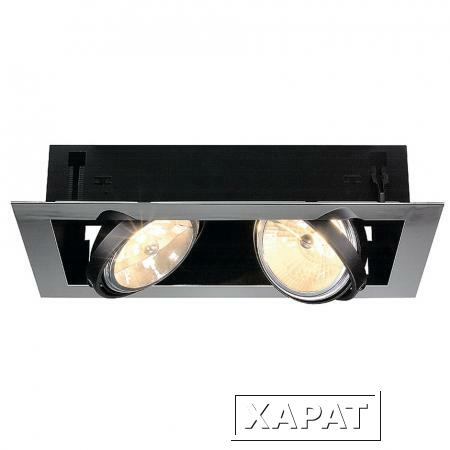 Фото AIXLIGHT® FLAT, DOUBLE QRB111 светильник встраиваемый для 2-x ламп QRB111 по 50Вт макс, хром/ черный | 154632 SLV