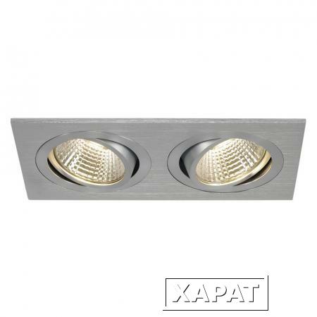 Фото NEW TRIA LED 2 SQUARE SET, свет-к с COBLED 2х 6.2Вт, 3000K, 38°, 1200lm, с блоком питания, алюминий | 113926 SLV