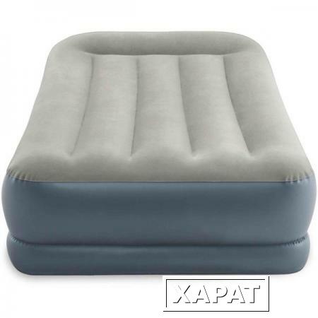 Фото Односпальная надувная кровать Intex 64116 "Pillow Rest Mid-Rise Airbed" + насос (191х99х30см)