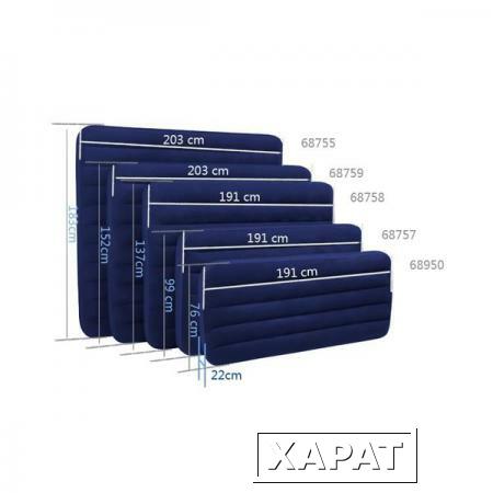 Фото Односпальный надувной матрас Intex 68950 Classic Downy (191х76х22см)