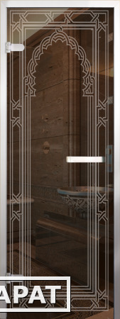 Фото Дверь стеклянная с алюминиевой коробкой для хамама