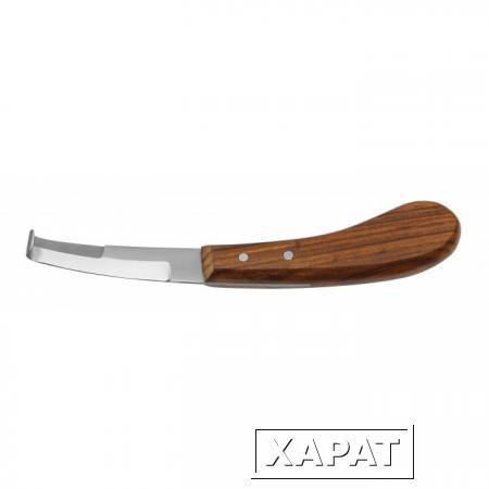 Фото Нож копытный двусторонний с деревянной ручкой для копыт