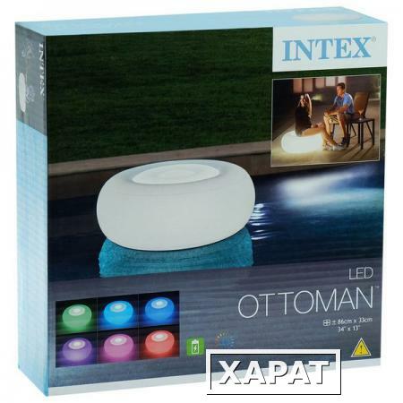 Фото Надувной пуф светильник Intex 68697 LED Ottoman (86х33см)