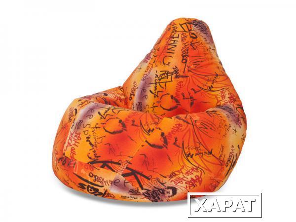 Фото Кресло груша XL Graffity Orange граффити Мягкое кресло (внешний чехол+внутренний чехол с гранулами)