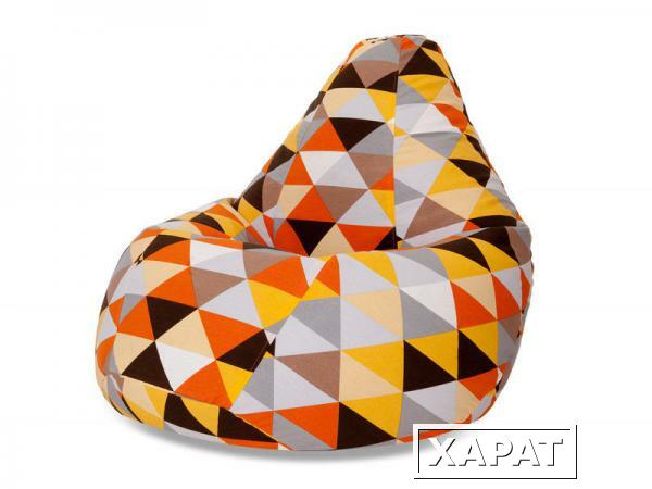 Фото Кресло мешок XL Diamonds Orange ромбы Мягкое кресло (внешний чехол+внутренний чехол с гранулами)