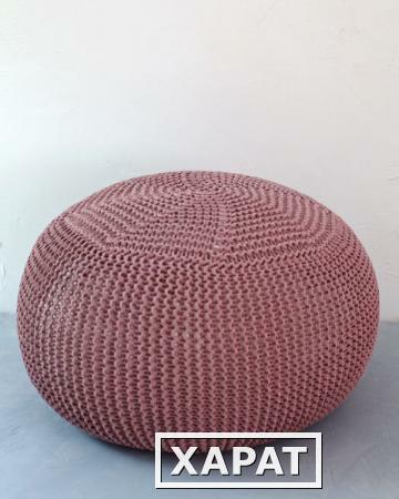 Фото Вязаный пуф Rose розовый Мягкое кресло (внешний чехол+внутренний чехол с гранулами)