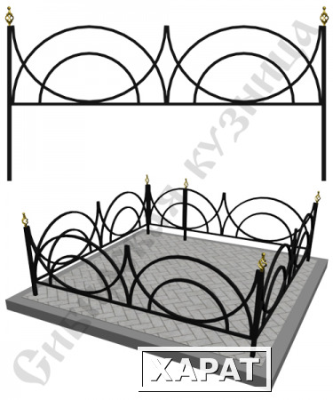 Фото Оградка металлическая на кладбище №16 - изготовим "под ключ"