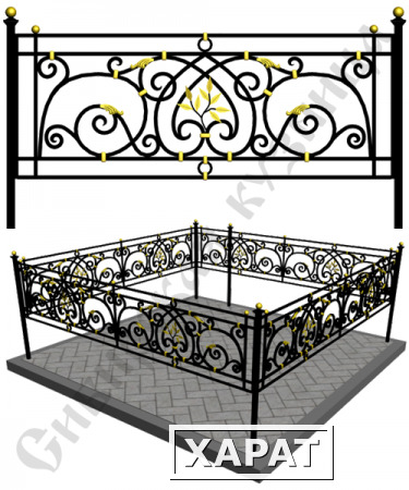 Фото Оградка металлическая на кладбище №5 - изготовим "под ключ"