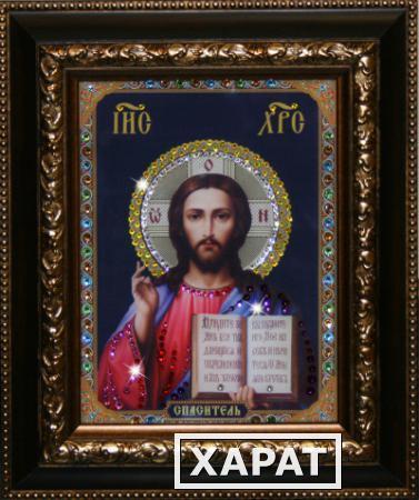 Фото Икона "Христос Спаситель" с кристаллами Swarovski (1372)
