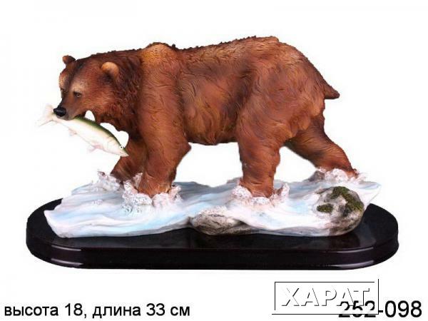 Фото Фигурка "медведь с рыбой" длина=33 см. высота=18 см. Lefard (252-098)
