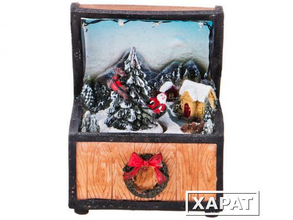 Фото Фигурка "рождественский сундук с подарками" с музыкой и подсветкой 11*10*13,2 см Lefard (868-104)