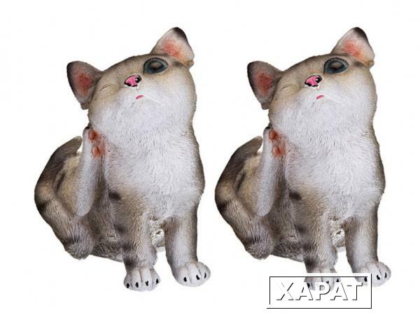 Фото Комплект фигурок для сада из 2 шт."котенок" 12,5*9,5*16 см. Hong Kong (155-064)