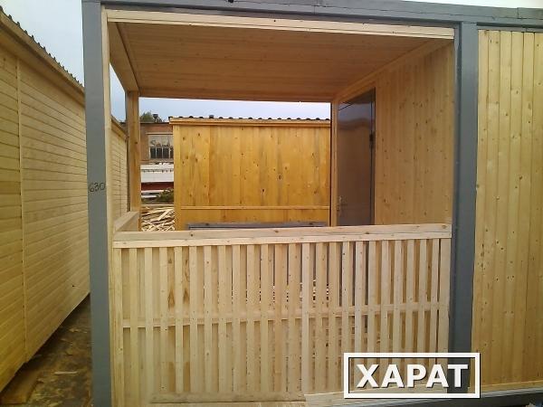 Фото Блок-контейнер 7,0*2,4*2,5 с крыльцом в вагонке снаружи