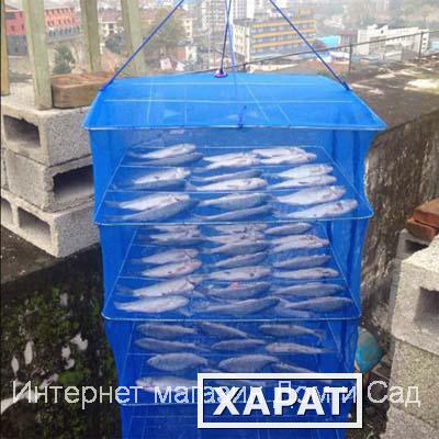 Фото Подвесная складная сетка сушилка 40x40x60 см сетка-сушилка для сушки рыбы и зелени