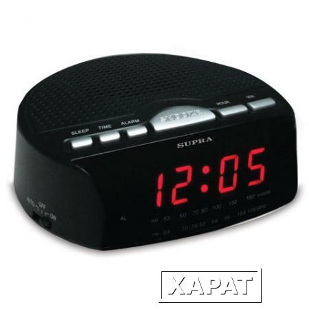 Фото Часы-радиобудильник SUPRA SA-26FM, ЖК-дисплей, AM/FM-диапазон, черный/красный