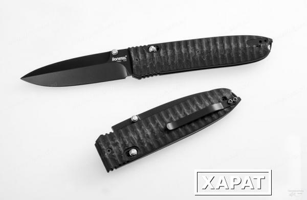 Фото Нож LionSteel серии Daghetta лезвие 80 мм черное, рукоять - углеволокно и G10, чёрная Варианты Цвет лезвия: Черное