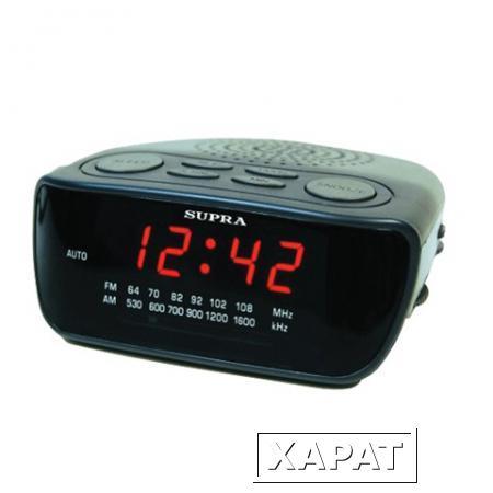 Фото Часы-радиобудильник SUPRA SA-36FM, ЖК-дисплей, AM/FM-диапазон, черный/красный