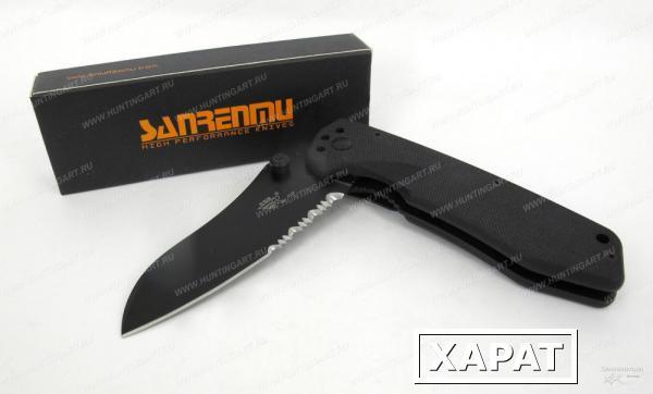 Фото Нож Sanrenmu серии Tactical, лезвие 85 мм чёрное, рукоять чёрная G10
