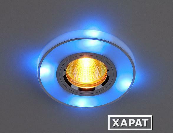Фото Точечный светильник со светодиодами 2070/2 SL/BL/LED (хром / синий); a031549 ELEKTROSTANDARD
