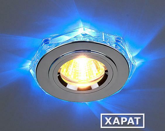 Фото Точечный светильник со светодиодной подсветкой 2020/2 SL/LED/BL (хром / синий); a031349 ELEKTROSTANDARD