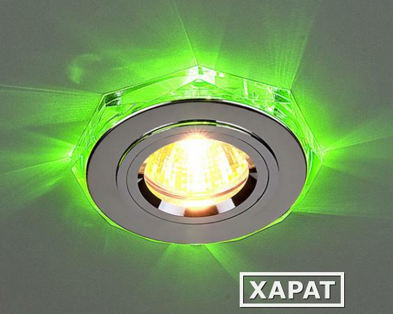 Фото Точечный светильник со светодиодами 2020/2 SL/LED/GR (хром / зеленый); a030515 ELEKTROSTANDARD