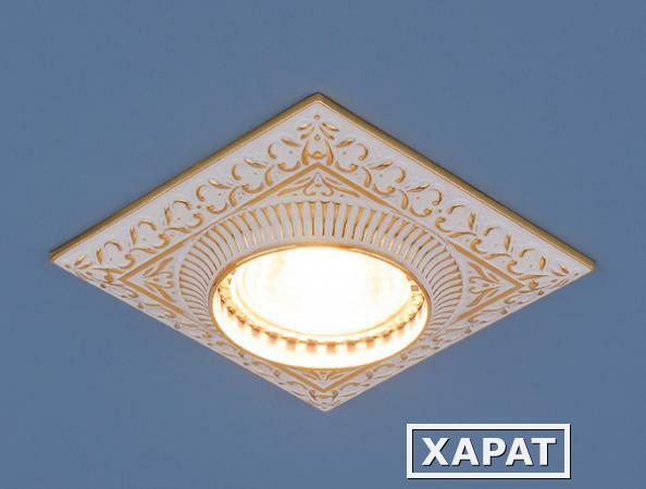 Фото Точечный светильник для подвесных, натяжных и реечных потолков 4104 белый/золото (WH/GD); a031422 ELEKTROSTANDARD