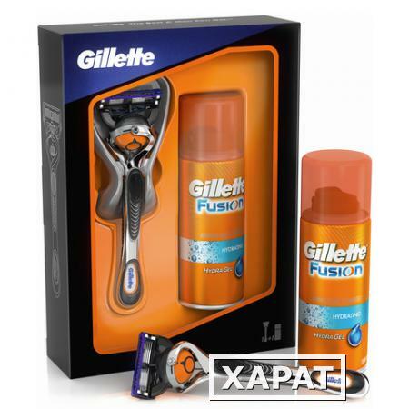 Фото Промонабор: бритва GILLETTE "ProGlide Flexball" с 1 сменной кассетой + гель для бритья 75 мл "Fusion Hydra Gel"