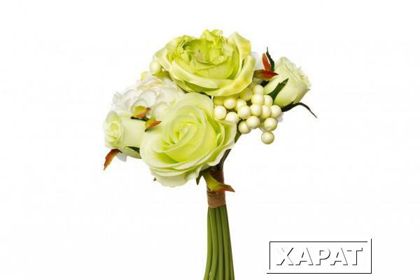 Фото Букет розы-пионы бело-зеленый 30см (24) - TT-00000030