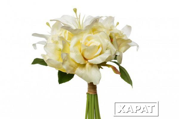 Фото Букет розы-лилии желто-белый 30см (12) - TT-00000029