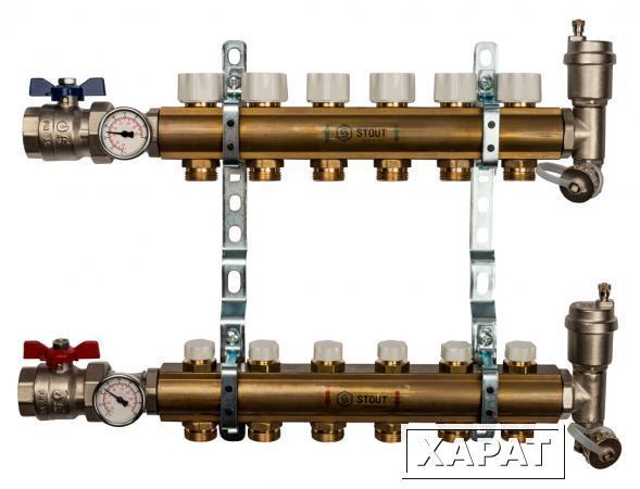 Фото Коллектор Stout из латуни без расходомеров 6 выходов