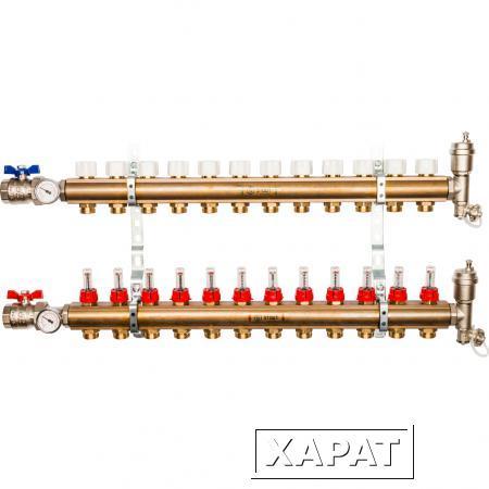 Фото STOUT Распределительный коллектор из латуни с расходомерами 12 вых.