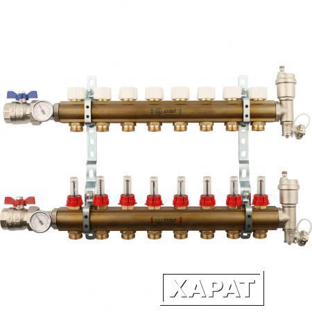 Фото STOUT Распределительный коллектор из латуни с расходомерами 8 вых.