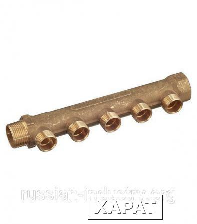 Фото Коллектор 3/4" внутр(г)х5 отводов 1/2" нар(ш)х3/4" нар(ш) Tiemme