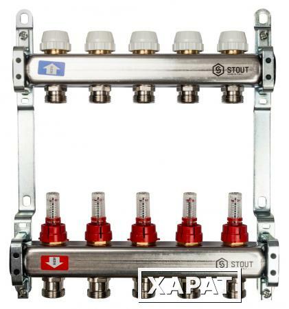 Фото Коллектор Stout из нержавеющей стали с расходомерами 5 выходов